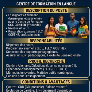 thumbnail for Offre d'emploi : Enseignant(e) d'Allemand à Yaoundé